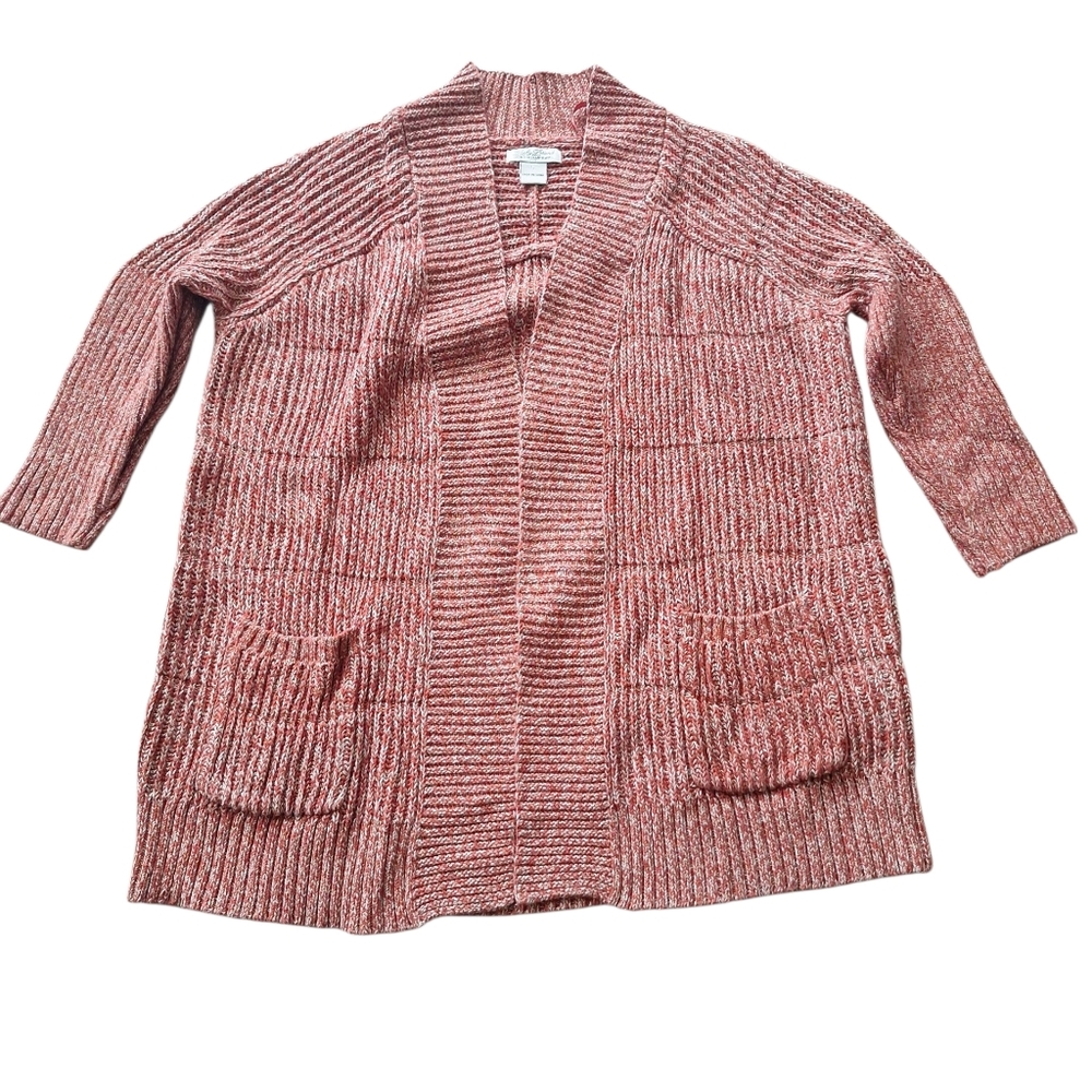 Lucky Brand Live In Love Chunky Knit Open Cardigan L
